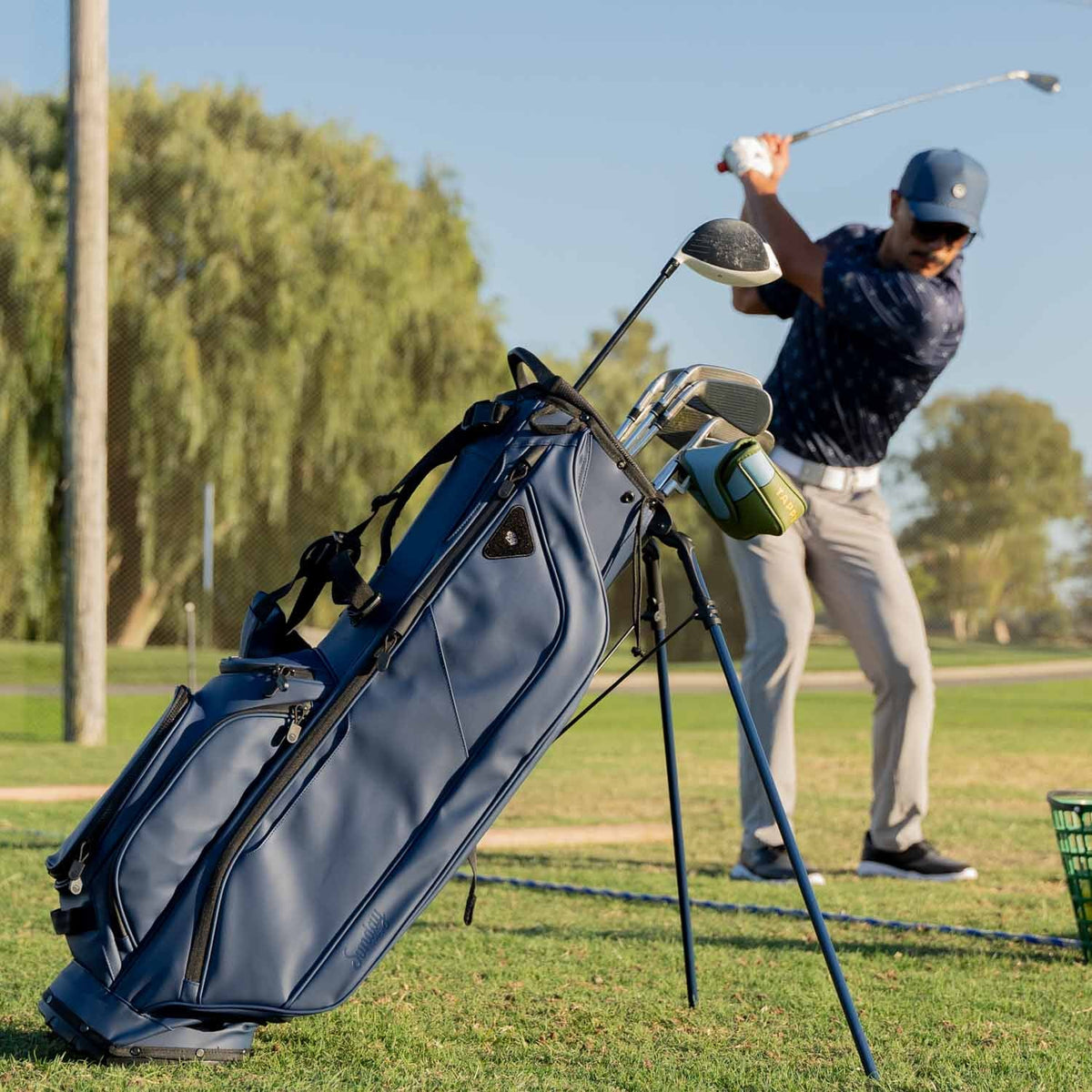 Ryder S-Class | Navy Vegan Leather Full Size Stand Bag