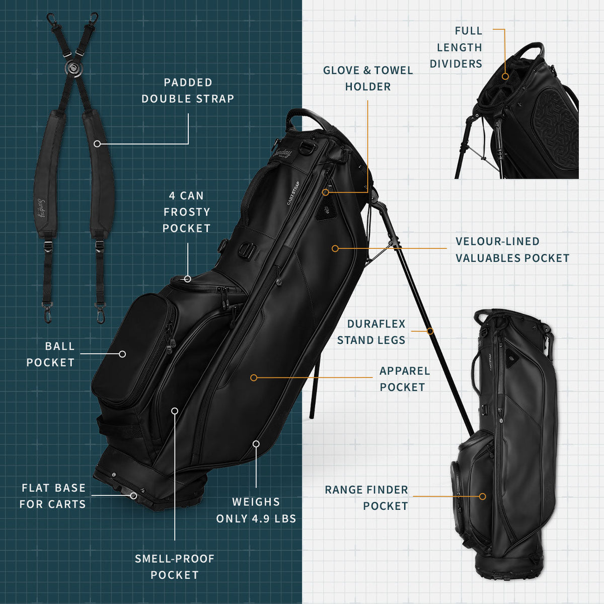 Ryder S-Class | Black Vegan Leather Full Size Stand Bag