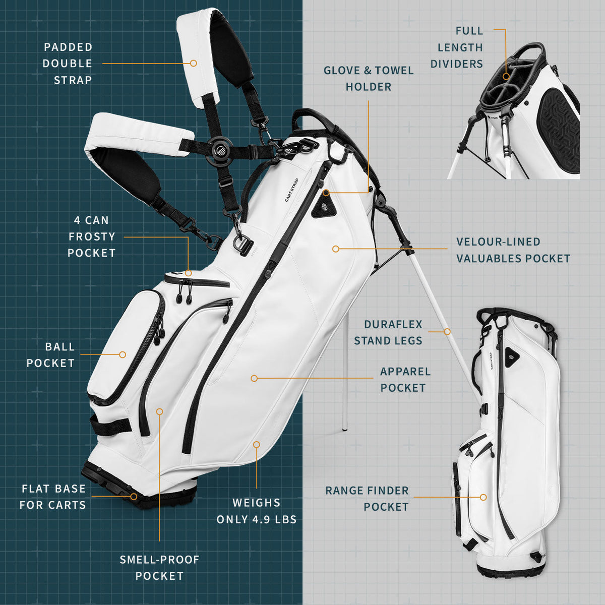 Ryder S-Class | White Vegan Leather Full Size Stand Bag