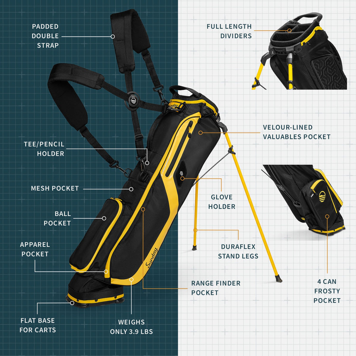 El Camino | Black & Yellow Mid Size Stand Bag