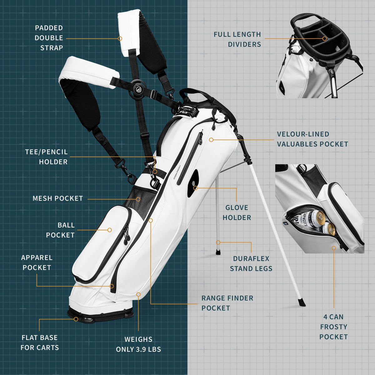 El Camino S-Class | White Vegan Leather Mid Size Stand Bag