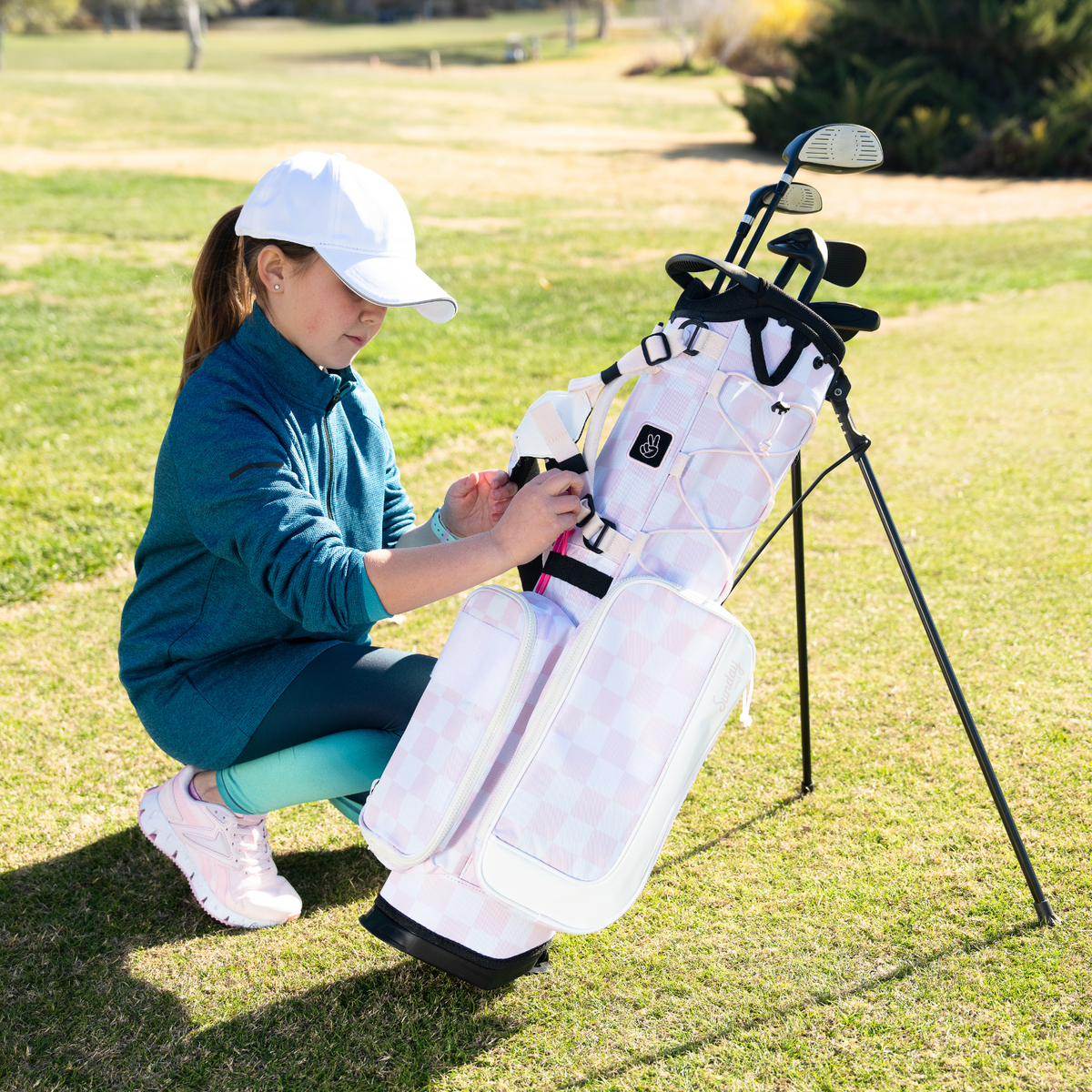 Recess Kids Golf Bag | Pink/White Checker