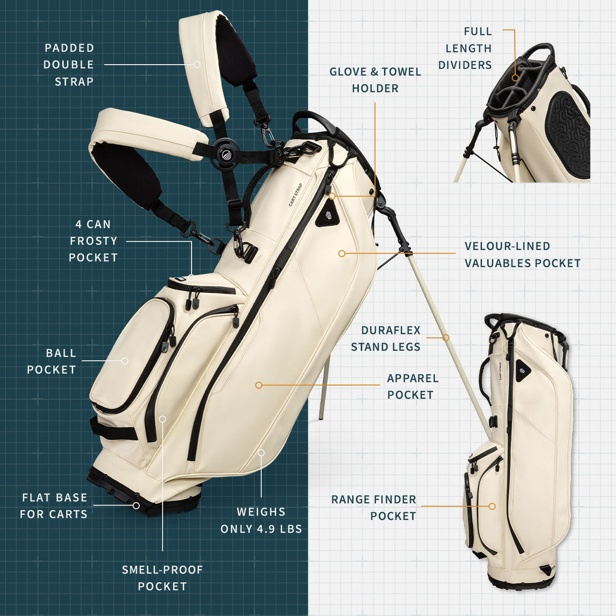 Ryder S-Class | Cream Vegan Leather Full Size Stand Bag